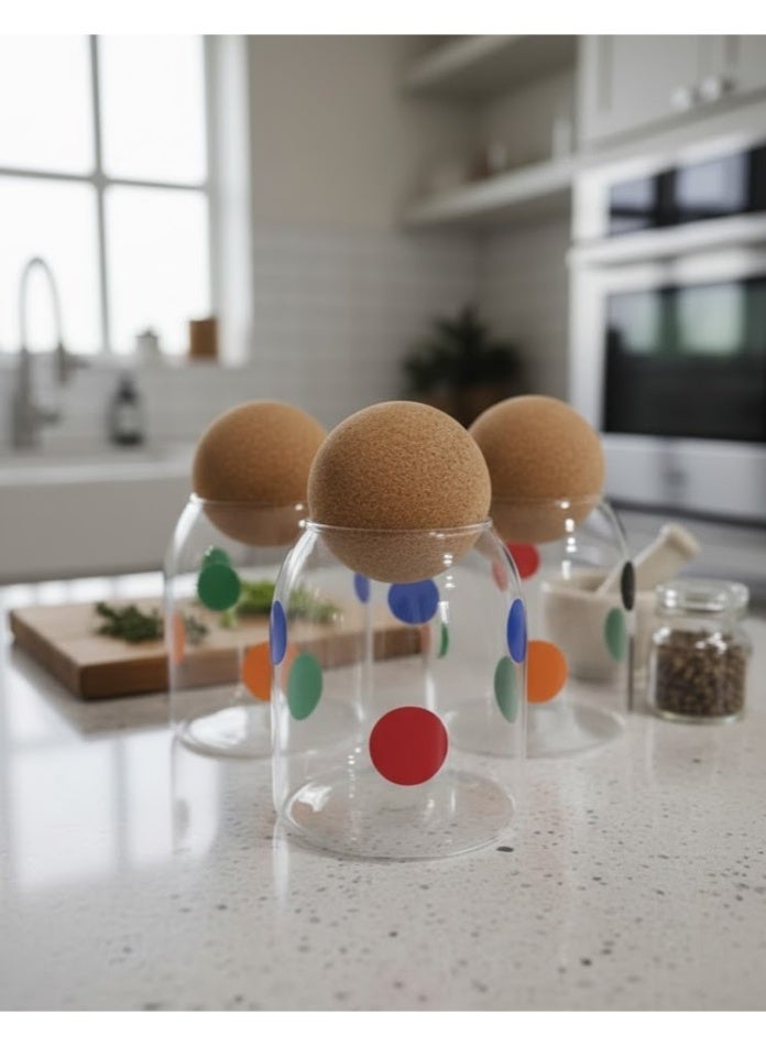 زوبا طقم برطمانات زجاجية 3 قطع محكمة الإغلاق مع غطاء خشب خيزران دائري بتصميم أنيق- متعدده الاستخدامات للتوابل والشاي والسكر وغيرهم - Image 3